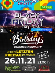 Schlager Party im Apfelbaum | Black Friday im Factory & GEBURTSTAGSPARTY